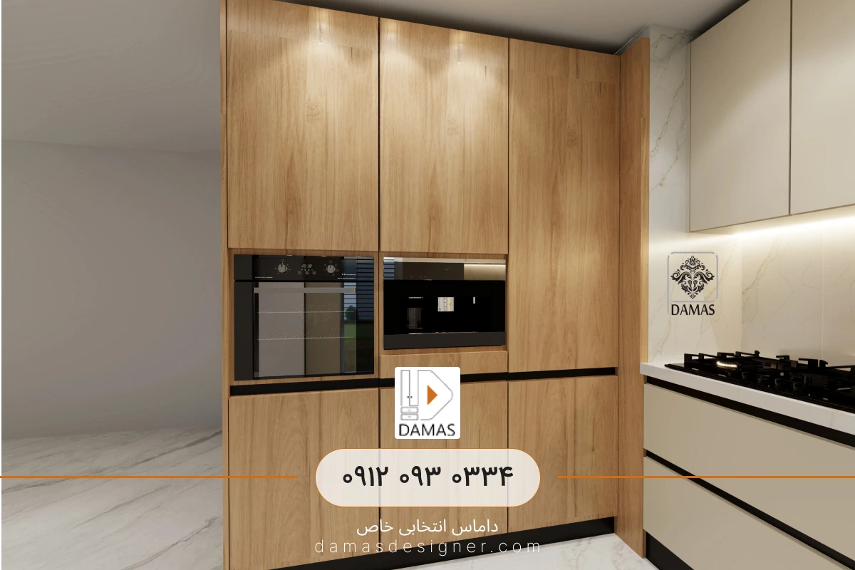 سفارش کابینت مدرن گریژ و چوب در کرج